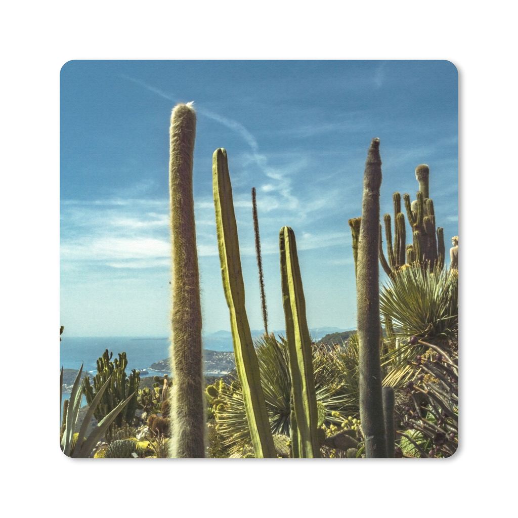 MuchoWow Mauspad Mousepad Kaktus - Meer - Himmel 20x20 cm - Mousepads - Maus Mat - Pad - Mausunterlage - Desk Mat - Bureauartikeln
