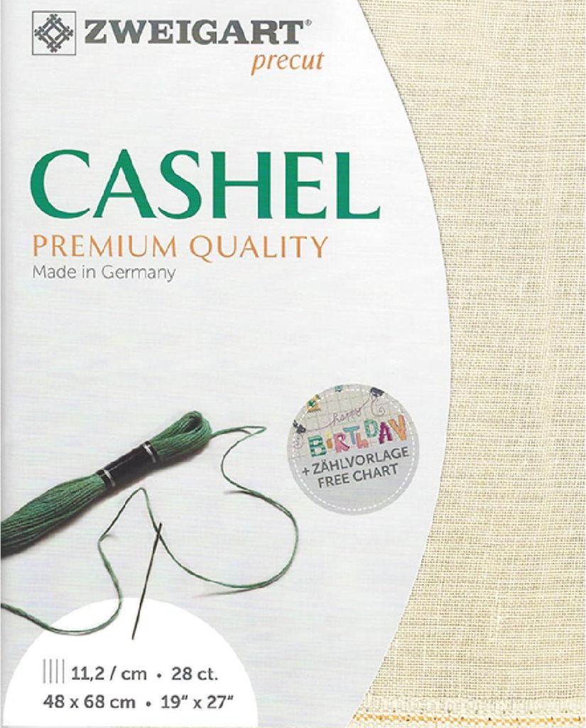Zweigart Leinen Zählstoff Cashel 68x48 cm hochwertiger Stoff für Stickerei Farbe 770, Natur