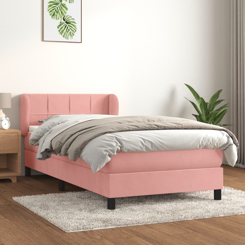 The Living Store Boxspringbett mit Matratze Rosa 80x200 cm Samt
