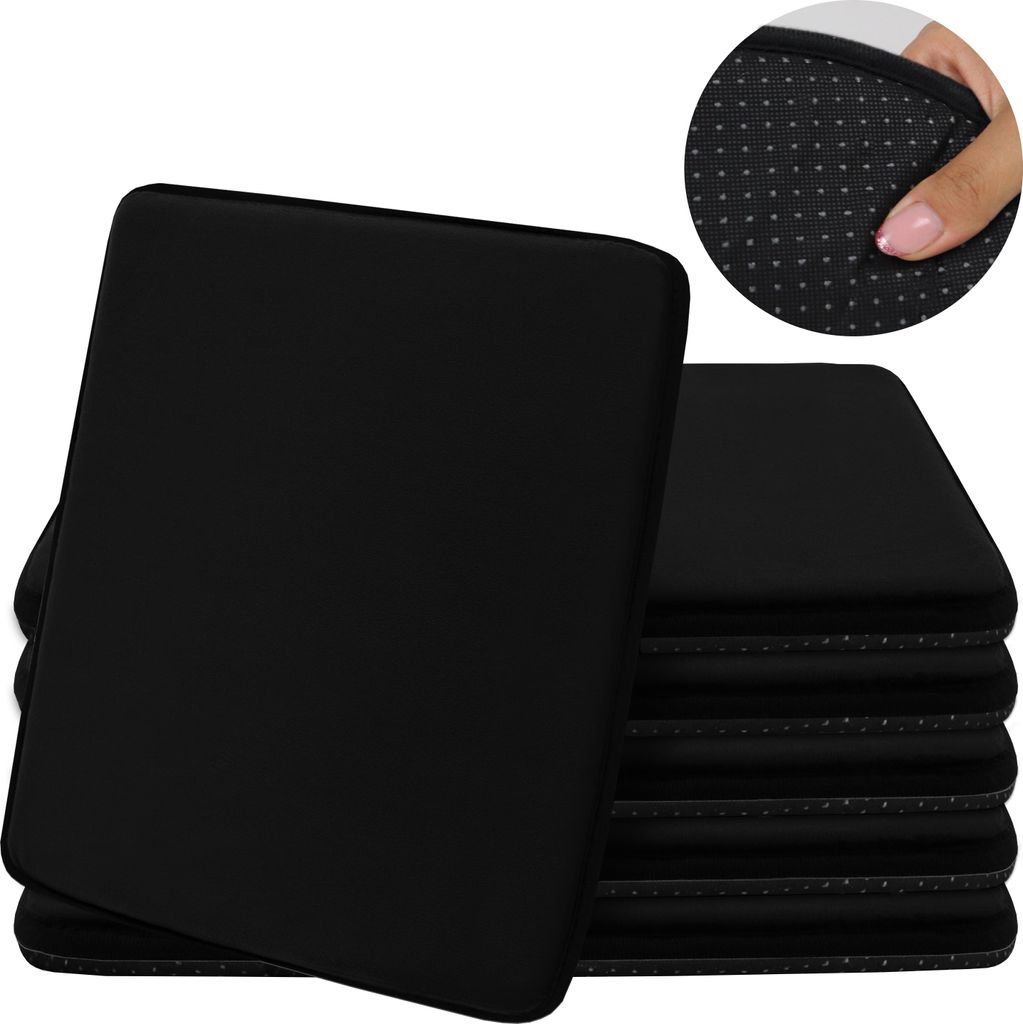 Domarex Sitzkissen für Stühle Weich Komfort Rutschfest Pflegeleicht, Schwarz 38x38cm (set mit 6 Teilen)