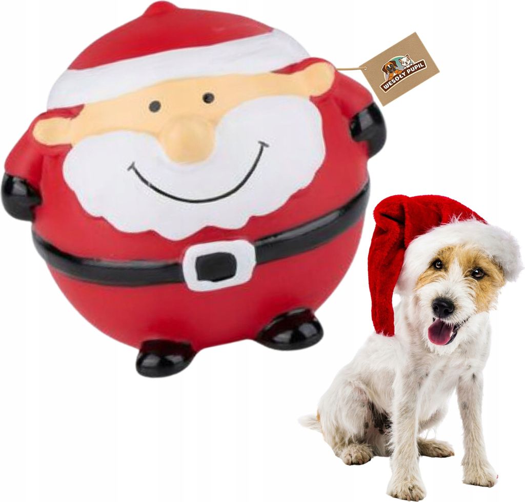 Weihnachtsspielzeug für Ihren Hund MIKOLAJ GUM BALL SANTA squeaky für die Feiertage