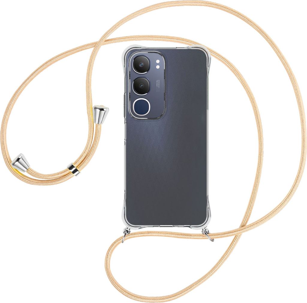 Handykette Backcover-Schutzhülle mit Band (Metall silberfarben) für Vivo Y19S 4G - Goldkordel