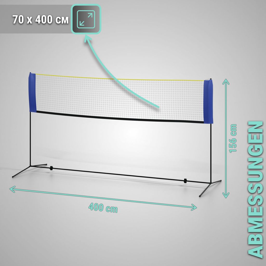 Badmintonnetz 400cm Blau 155cm Höhe einfache Montage robust Produktbild 4