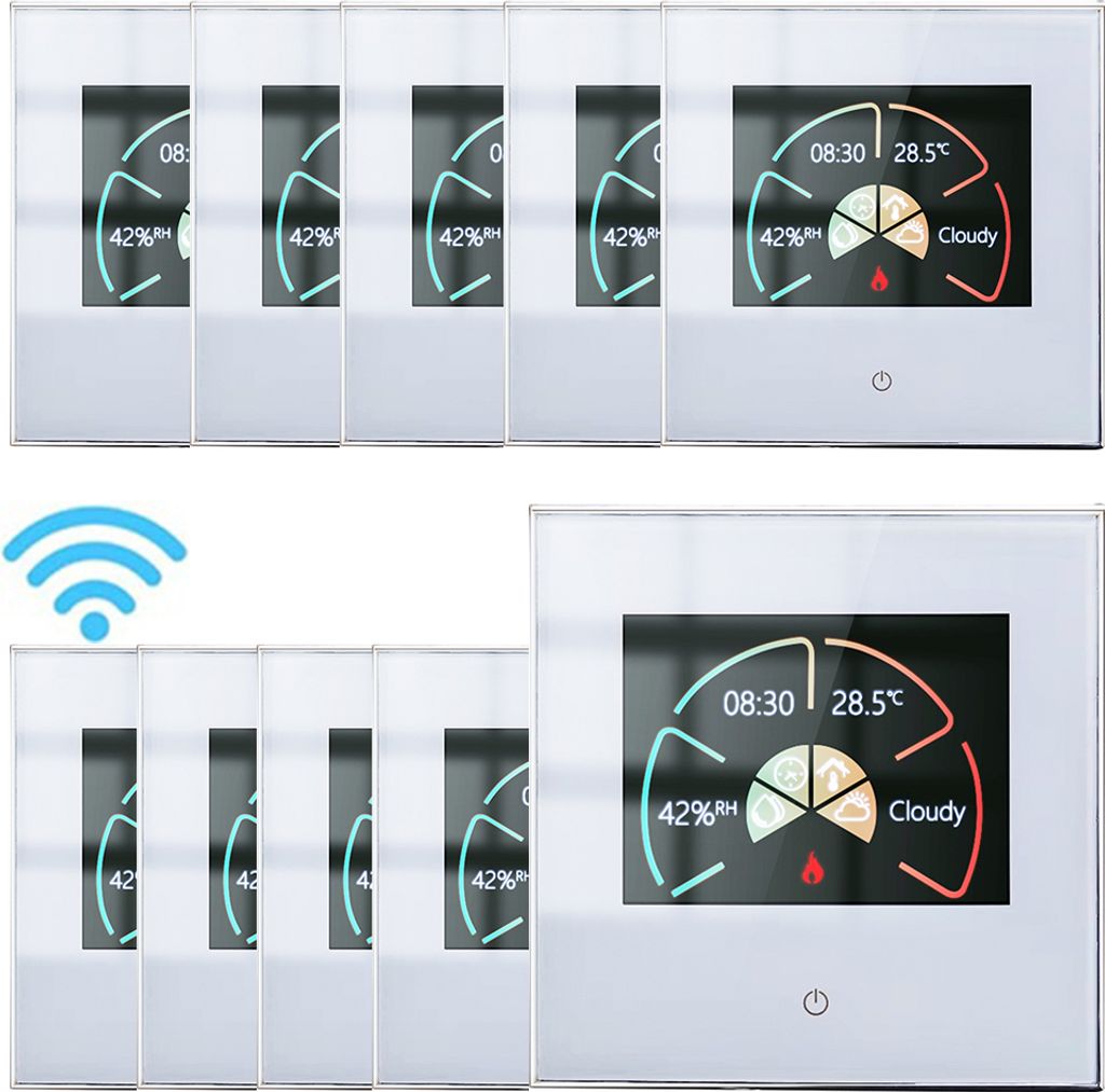 10X WiFi Digital LCD Thermostat, Woechentlich programmierbare Raumthermostat fuer 5A Warmwasserbereitung, Touch-Steuerung/Mobile APP/Sprachsteuerun...