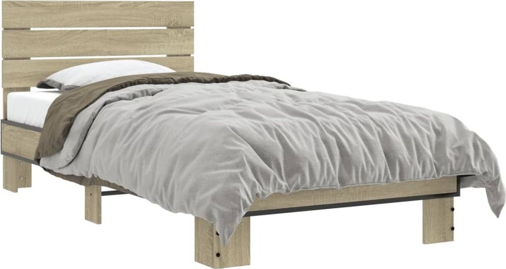 "2026 Promotion" Bettgestell moderne - Sonoma-Eiche 90x190 cm - Holzwerkstoff und Metall - Polsterbett CC30279