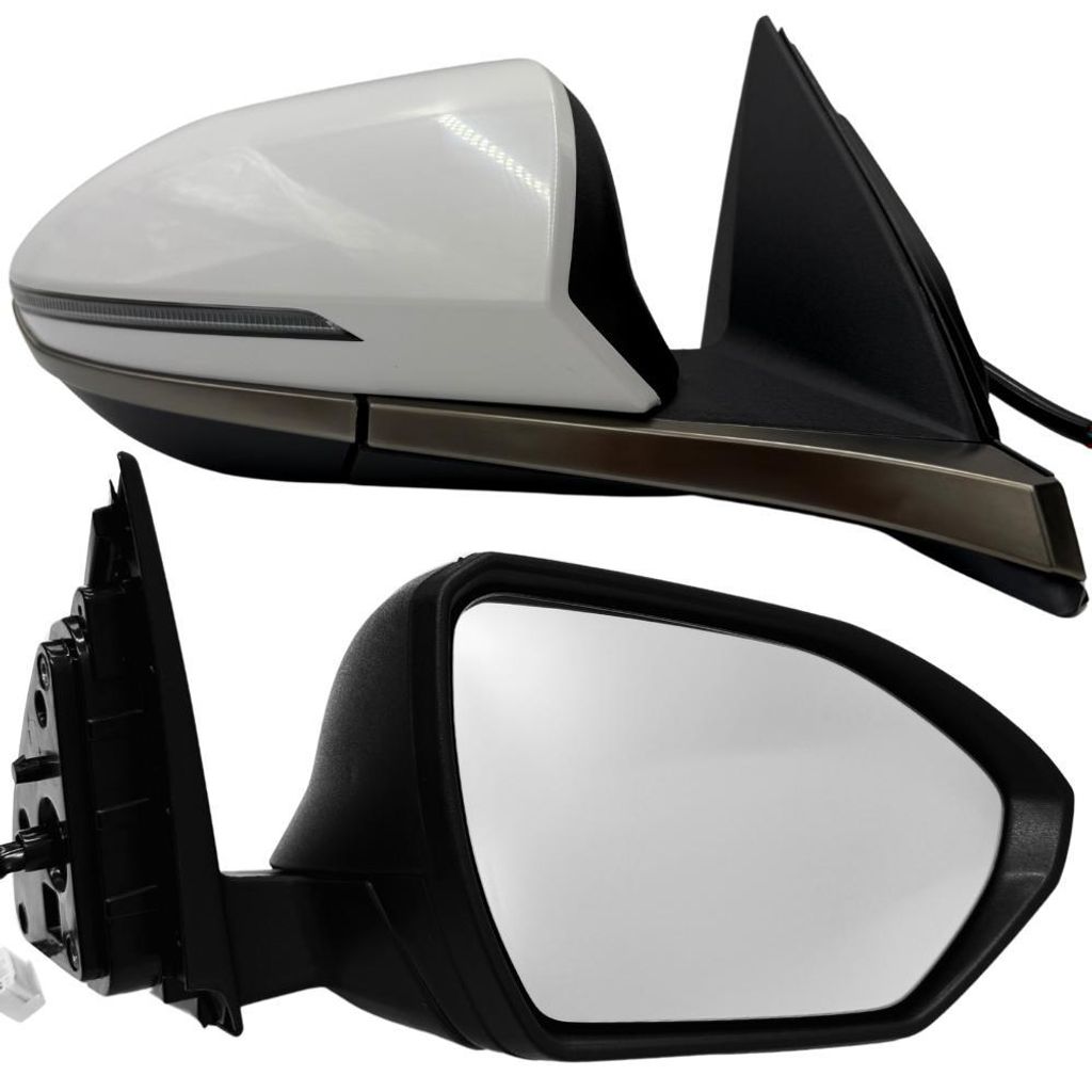 BILMAX Rechts Außenspiegel für Hyundai Tucson NX4 2021-2025 Elektrisch einklappbar, Blinklicht, Beheizbar, Weiß Grundiert, 8 Kabel (Beifahrerseite)