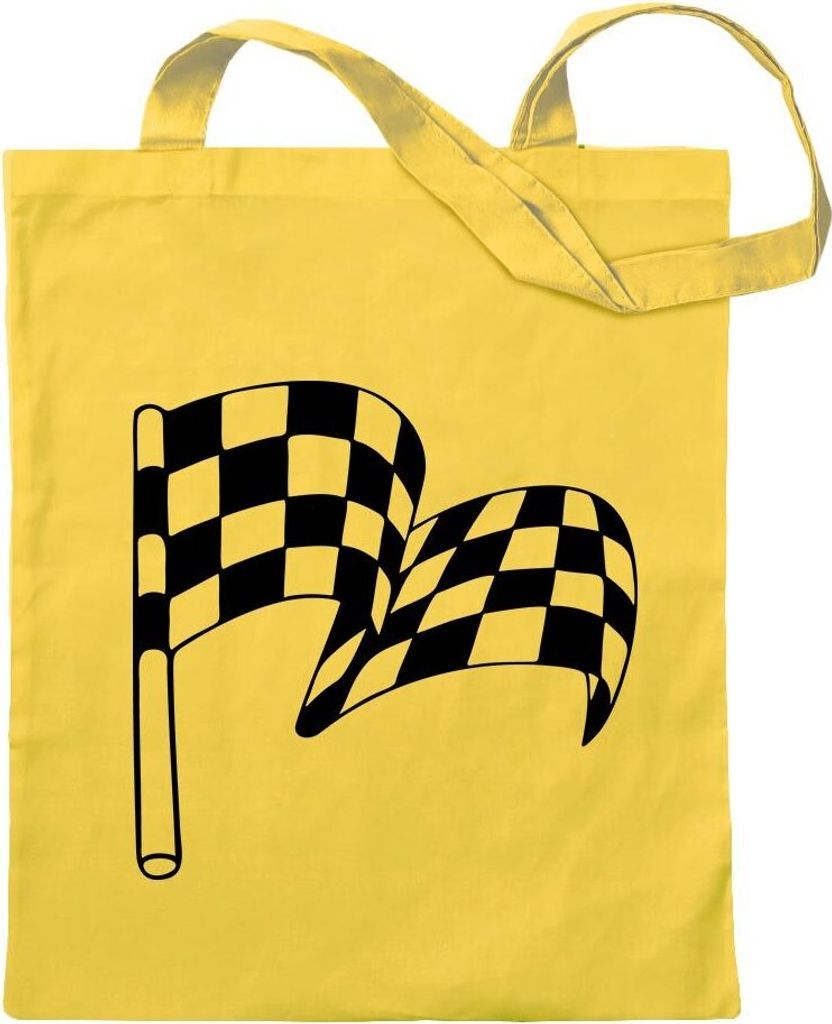 Kiwistar - Baumwolltasche - gelb - Zielflagge - Tragetasche Stoffbeutel Umhängetasche Langer Henkel