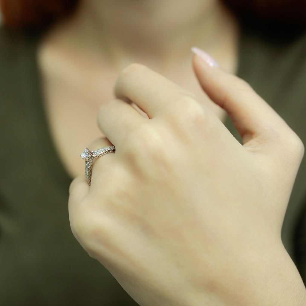 0,45 Carat Diamant Solitär Ring Antragsring 14 Karat Weißgold