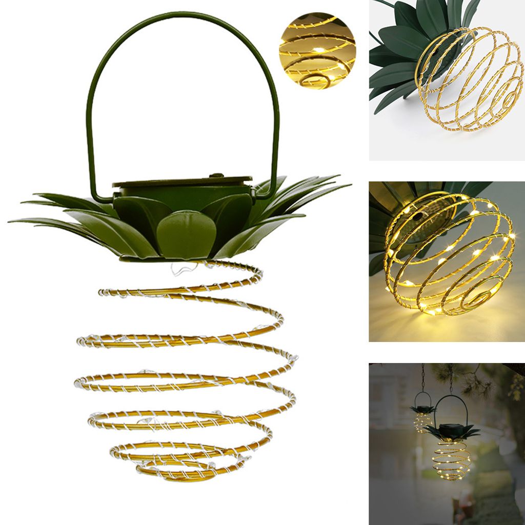 Wasserdichte LED-Pendelleuchte in Ananasform, Solar, Wandleuchte, Art Deco Design, schmiedeeiserner Rahmen, dekorative Außenbeleuchtung