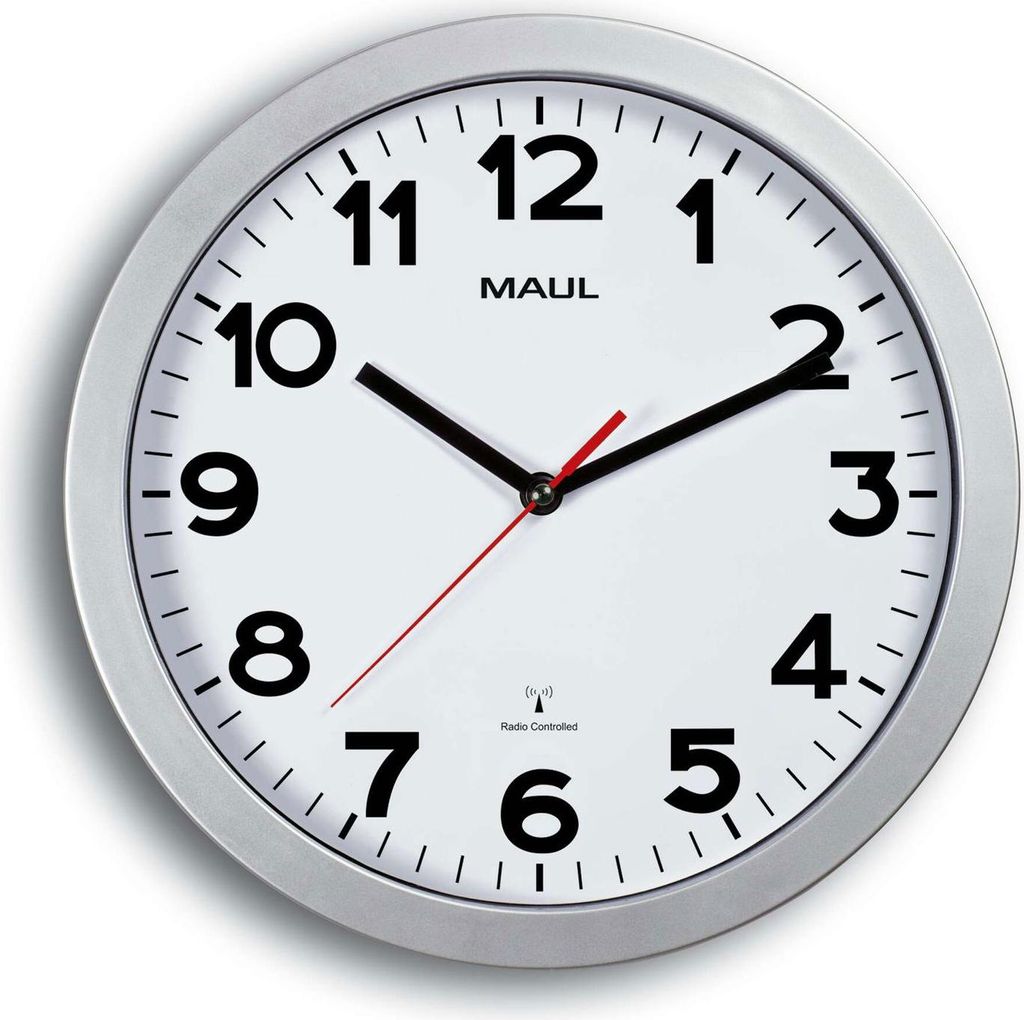 MAUL Wanduhr MAULstep Ø 30 x 5 cm funkgesteuert Kunststoff Produktbild 
