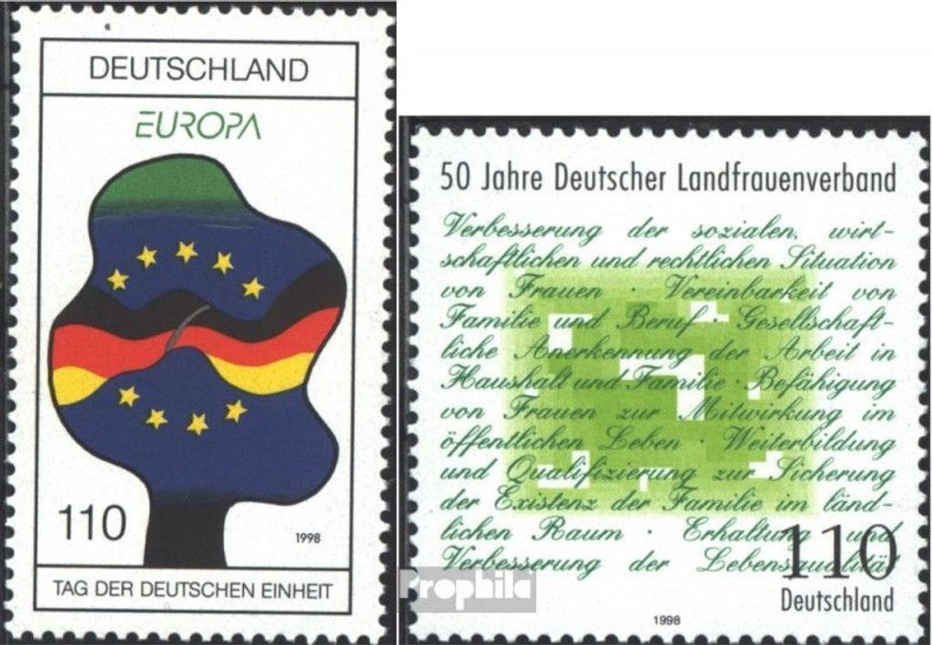 Briefmarken BRD (BR.Deutschland) 1998 Mi 1985,1988 (kompl.Ausg.) gestempelt Europa