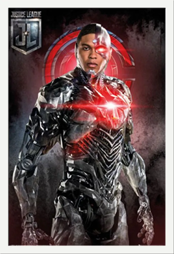 Decorazione Parete Cyborg Justice League Bianca Cornice 61x91.5