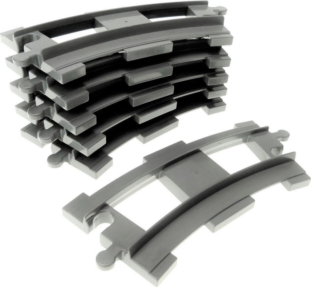 6x Lego Duplo Schienen neu-dunkel grau gebogen Kurve Produktbild 