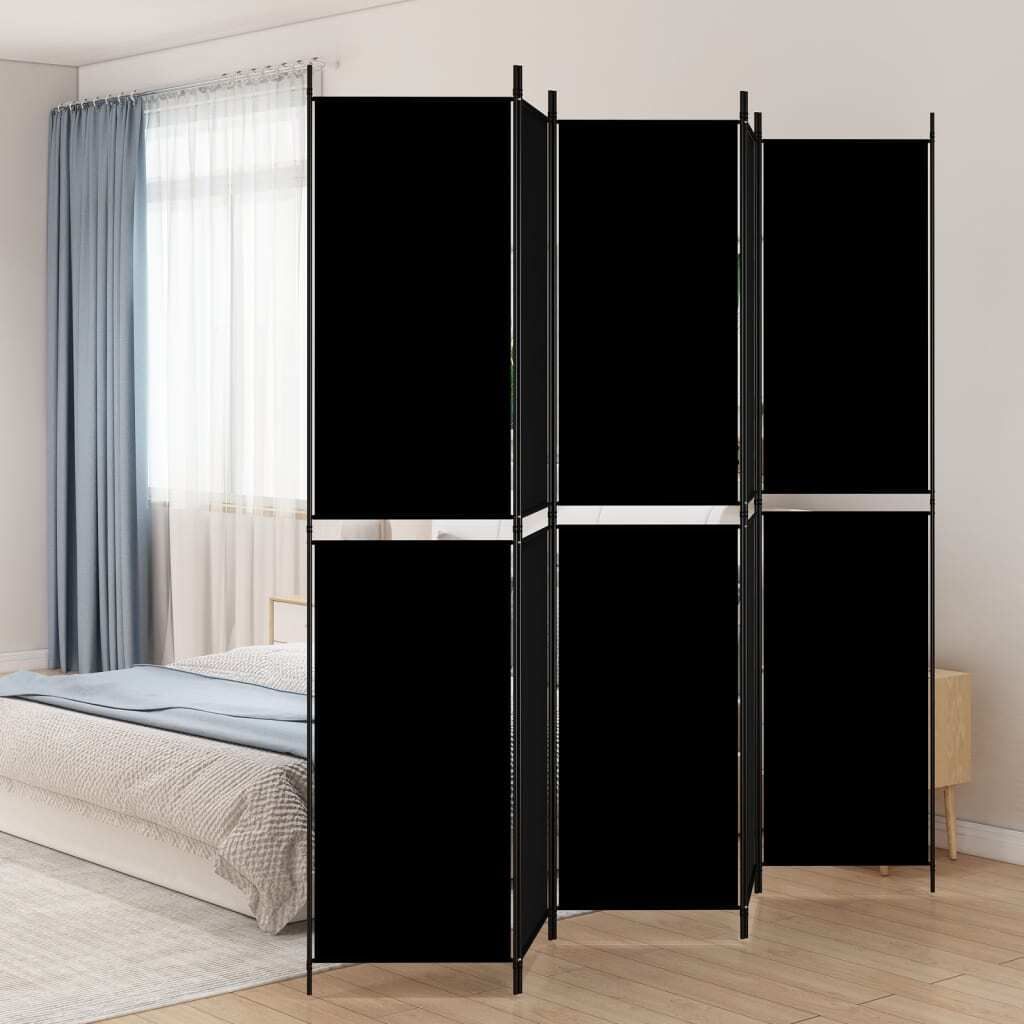 The Living Store 5-tlg. Paravent Schwarz 250x220 cm Stoff