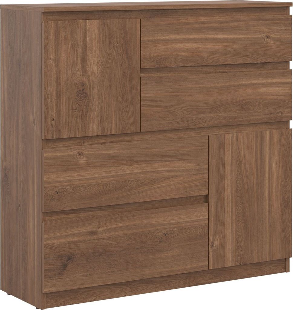 Kommode 75x105x35 cm REMI RM06 mit 2 Türen 4 Schubladen Wohnzimmerschrank Castello Eiche