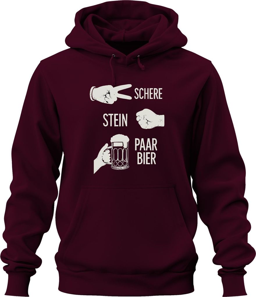 Schere Stein Paar Bier Lustig JGA Geburtstag Party Bierkrug Humor Uni Hoodie Kapuzenpullover, Burgundy, XXL