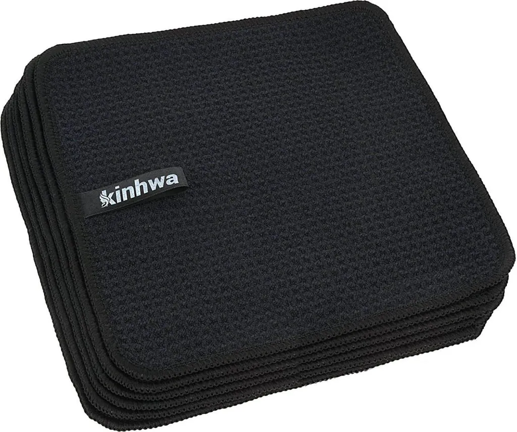 6 Strofinacci Cucina Neri 20x20cm - Microfibra Lavabile Alta Qualità