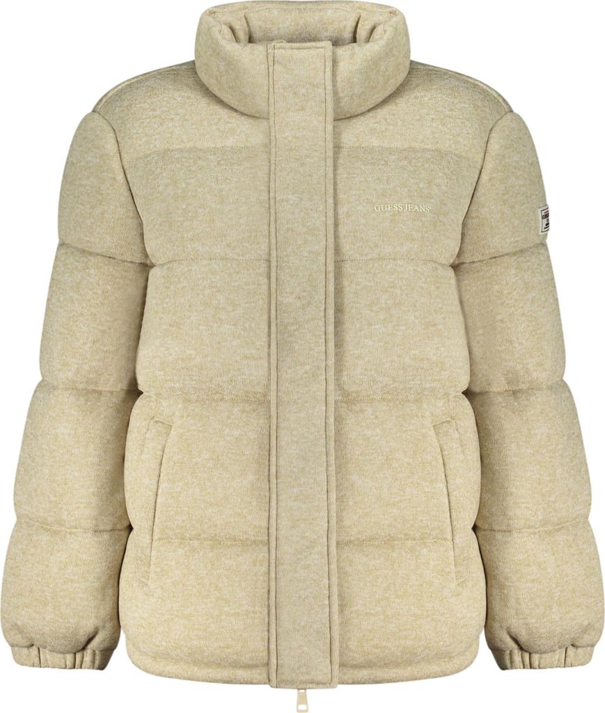 Beige Damenjacke mit Taschen & Reißverschluss aus recycelten Fasern