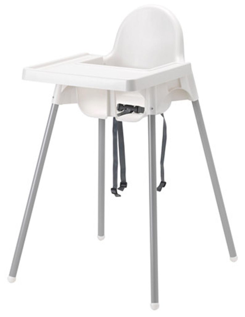 Krzesełko Do Karmienia Szare 90 X 56 X 62 Cm Tacka Pasy Zdjęcie produktu 