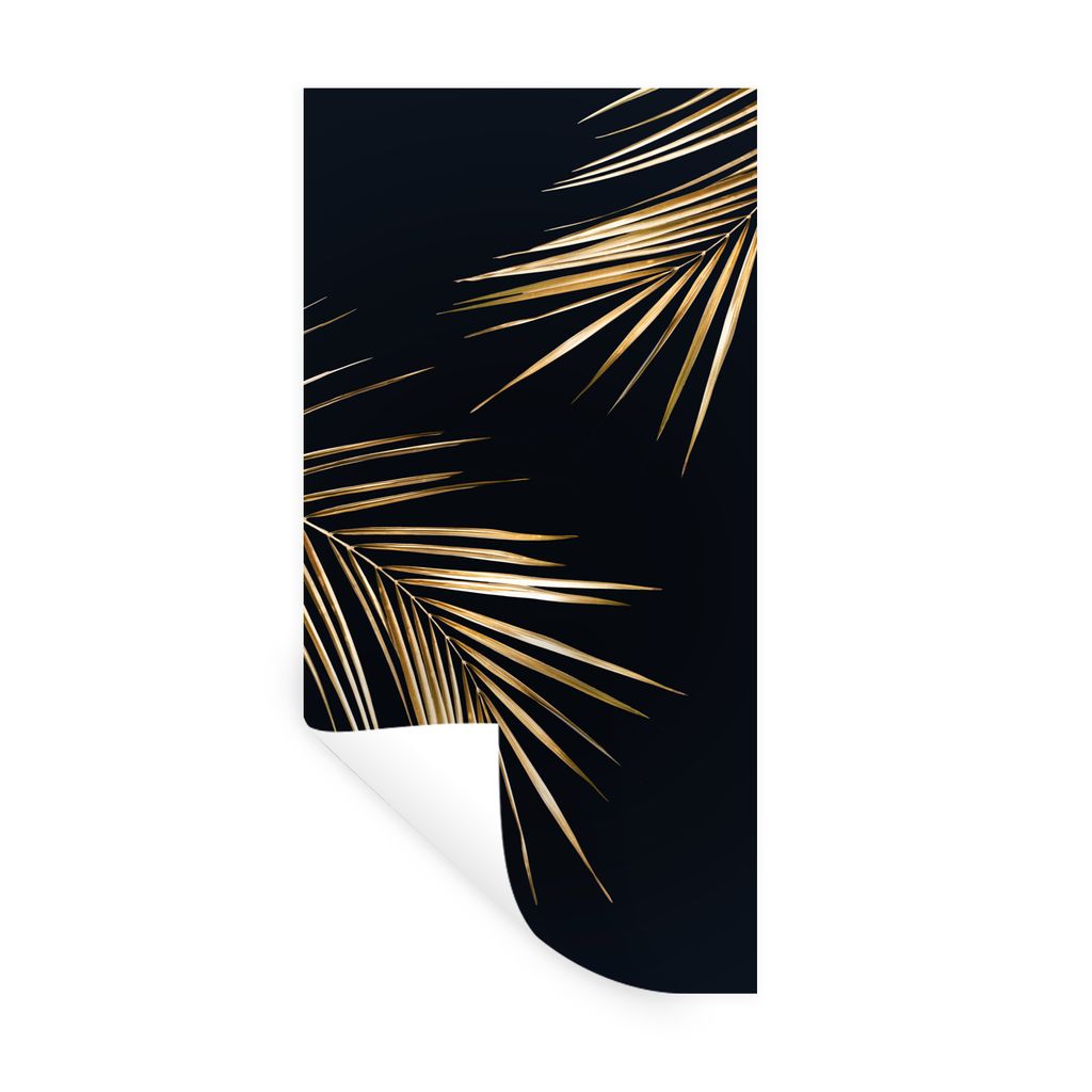 MuchoWow Wandtattoo Wandsticker Wandaufkleber Blätter - Pflanzen - Gold - Schwarz - Luxus 60x120 cm Selbstklebend und Repositionierbar - Selbstk...