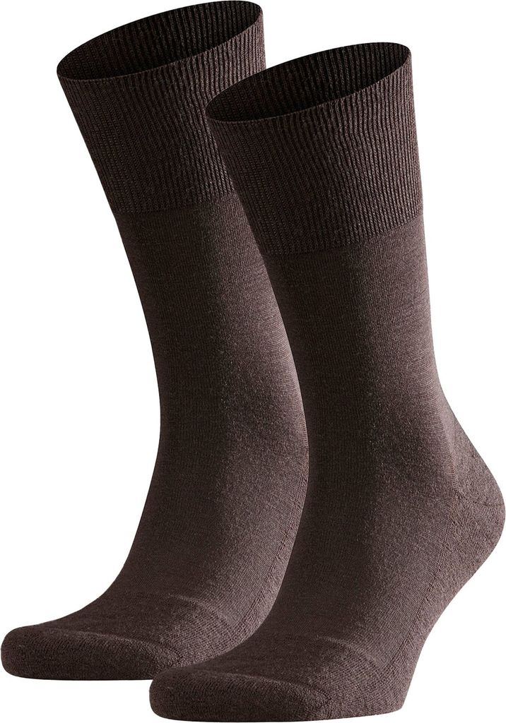 FALKE Herren Socken 2er Pack - Airport Plus, Kurzstrumpf, Freizeit- und Business-Socken, Unifarben Braun 45-46