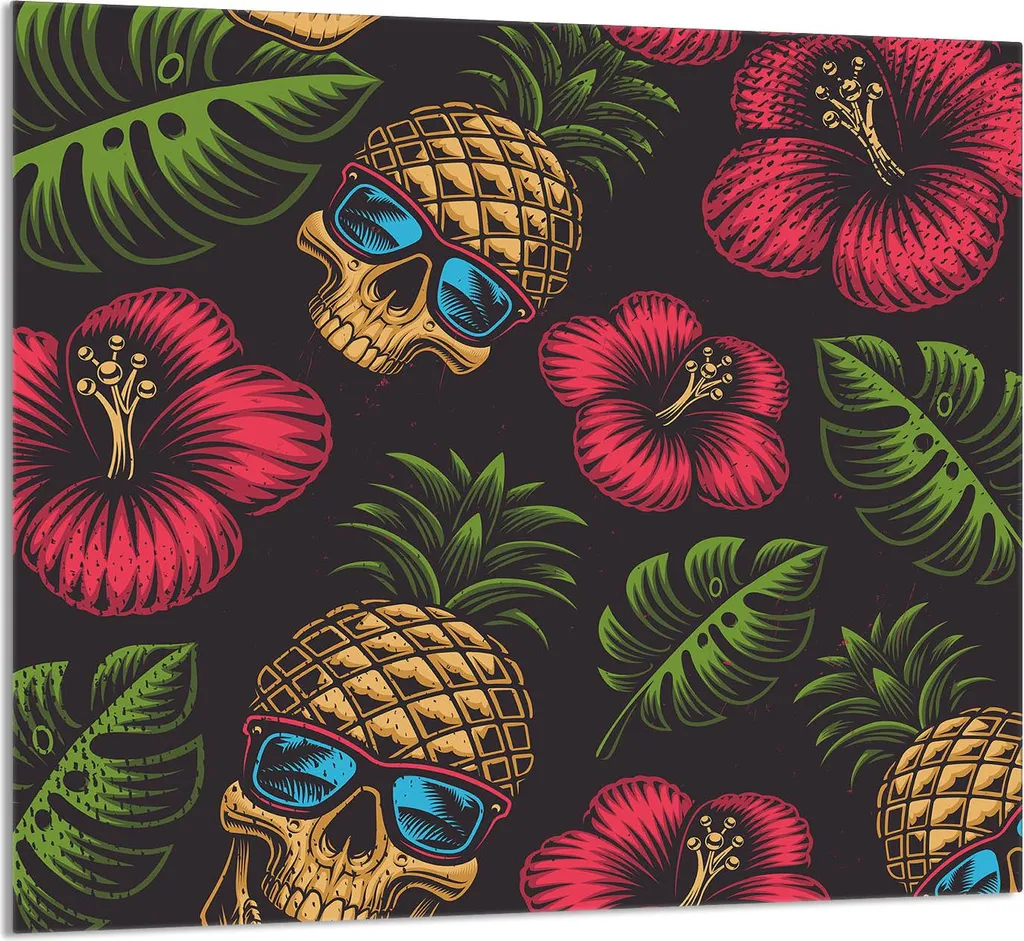 Tagliere Gigante in Vetro 65x60 Ananas - Coprifornelli Decorativo