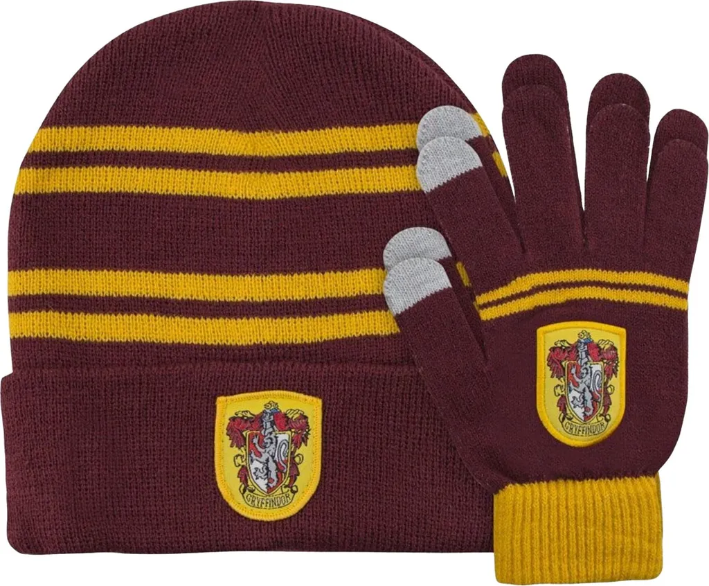 Ensemble d'hiver Harry Potter : Bonnet et Gants Gryffondor Bordeaux/Jaune
