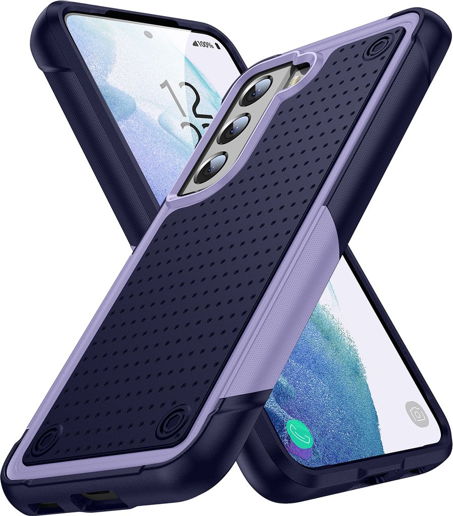 Für Samsung Galaxy S21+ 5G Hülle Militärqualität Stoßfest Hybrid 2 in 1 Hart PC Weich TPU Handyhülle Lila Blau