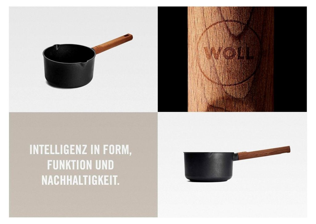 Eco Logic QXR Stieltopf - Induktiv, Ø 18 cm, 10 cm hoch, 2,0 Liter, mit festem Holzgriff - Geeignet für alle Herdarten, PFAS-frei, Antihaftversie...