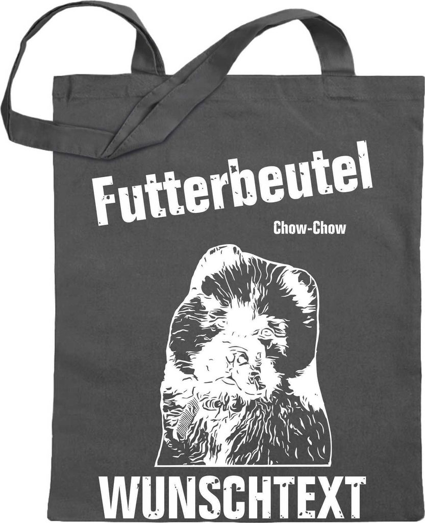 Kiwistar Futterbeutel - Chow-Chow - Einkaufsbeutel Wunschtext mit Motiv Hund - Jutebeutel bedruckt - Tragetasche Stoffbeutel Umhängetasche Langer ...