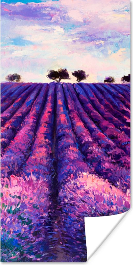 MuchoWow Poster Ölfarbe - Malerei - Blumen 75x150 cm - Dekoration für die Wände