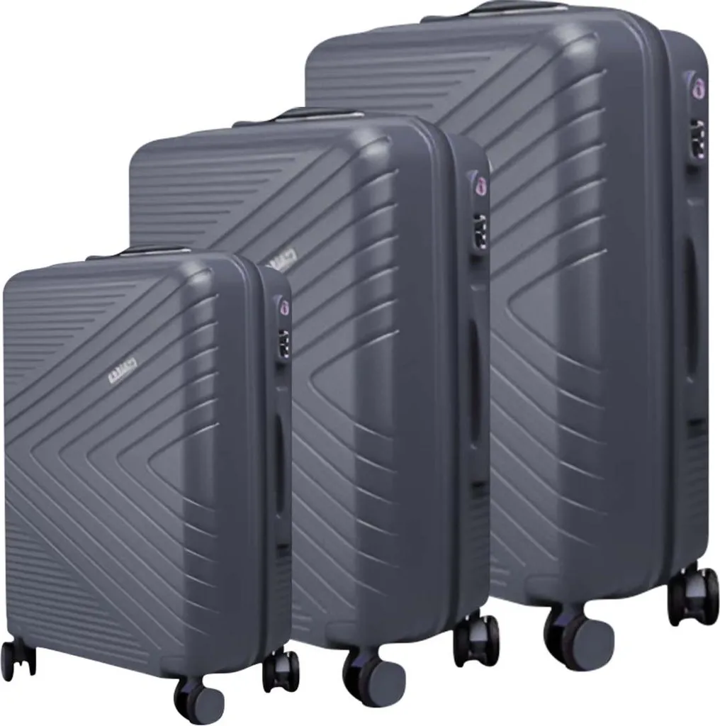 Valises rigides Chevron Avizar lot de 3 avec serrure TSA gris