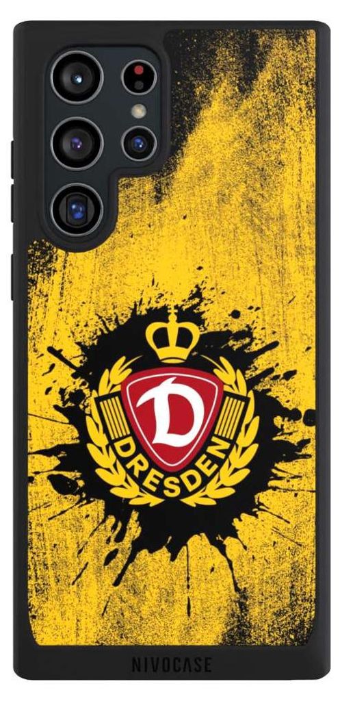 NIVOCASE Handyhülle für Samsung Galaxy S22 Ultra Hülle NIVOpure Case Schwarz Fußball Offizielles Lizenzprodukt SG Dynamo Dresden