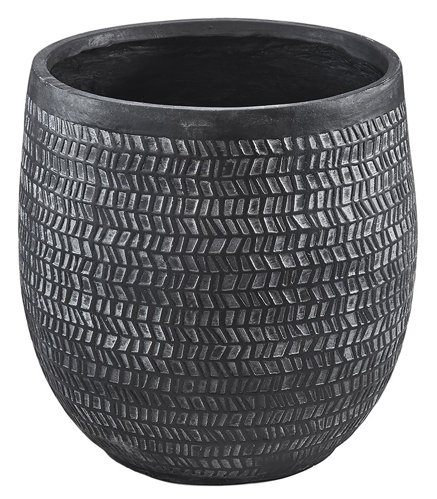 Kobolo Pflanztopf Übertopf Blumentopf 45 Dm. x 46H cm aus Fiberglas rund - schwarz | Blumenkorb