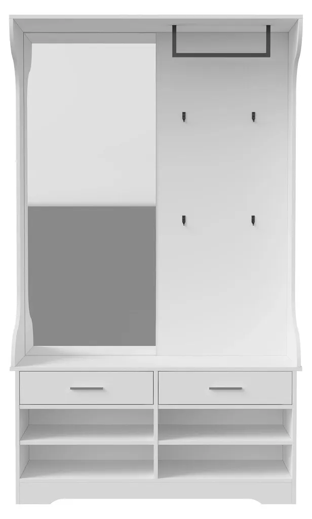 Meuble d'entrée design blanc moderne avec rangements multifonctions