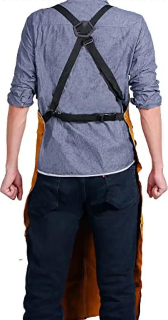 Flammhemmende Schweißerschürze mit 6 Taschen & verstellbaren Cross-Back-Gurten