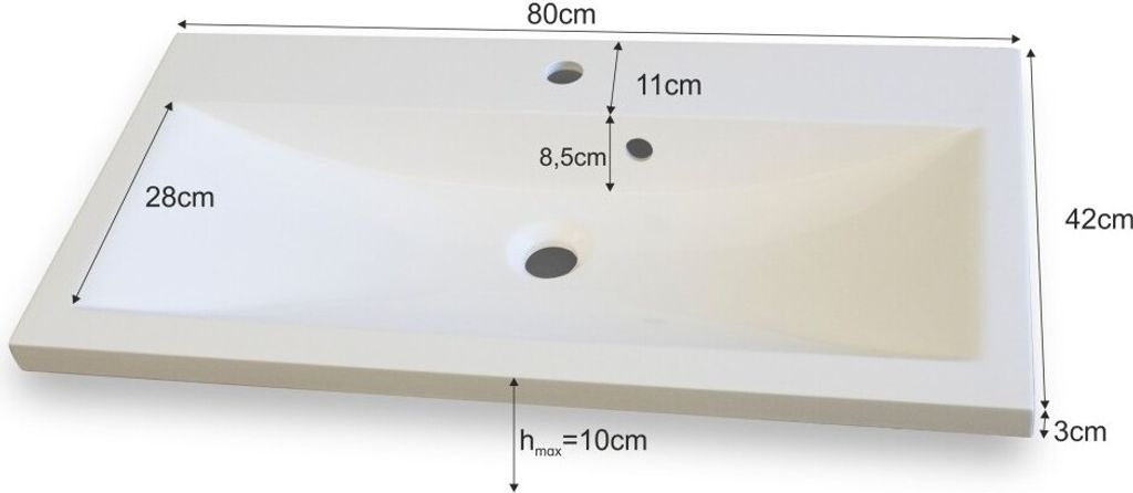 Meublorama FH-EV-80*1C/14KG, Weiß, 420 mm, 800 mm, 130 mm, 14 kg, 1 Stück(e)