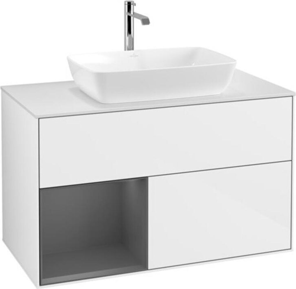 V&B Waschtischunterschrank Finion 100, Pl w m, Rg A m Lac, glo wh. Lac