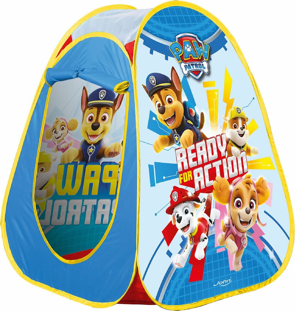 A pop-up play tent for children featuring characters from Paw Patrol.