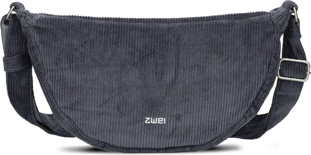 A gray corduroy fanny pack is shown against a white background.
