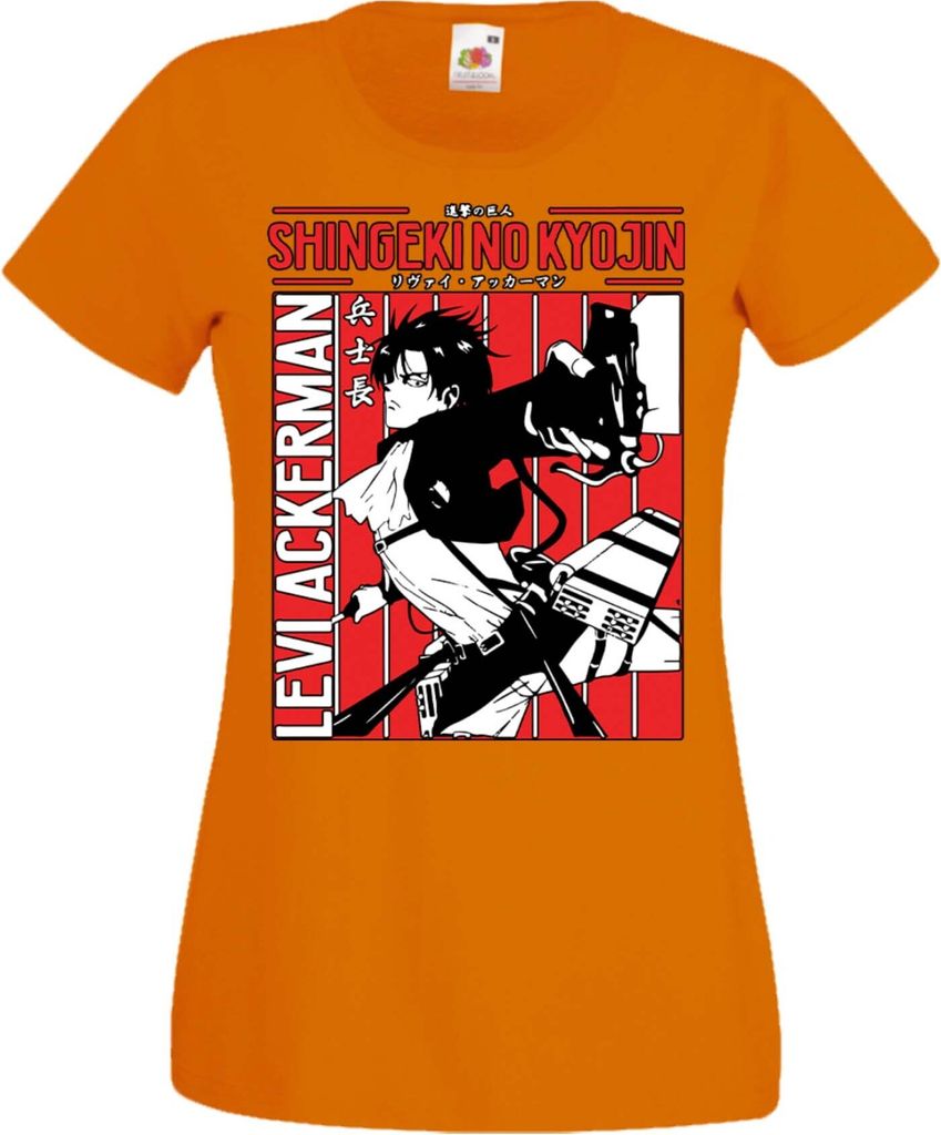 Damen T-Shirt Manga Anime Attack Anime On Titan Levi Ackerman Ackerman Titan, Lady S / Orange