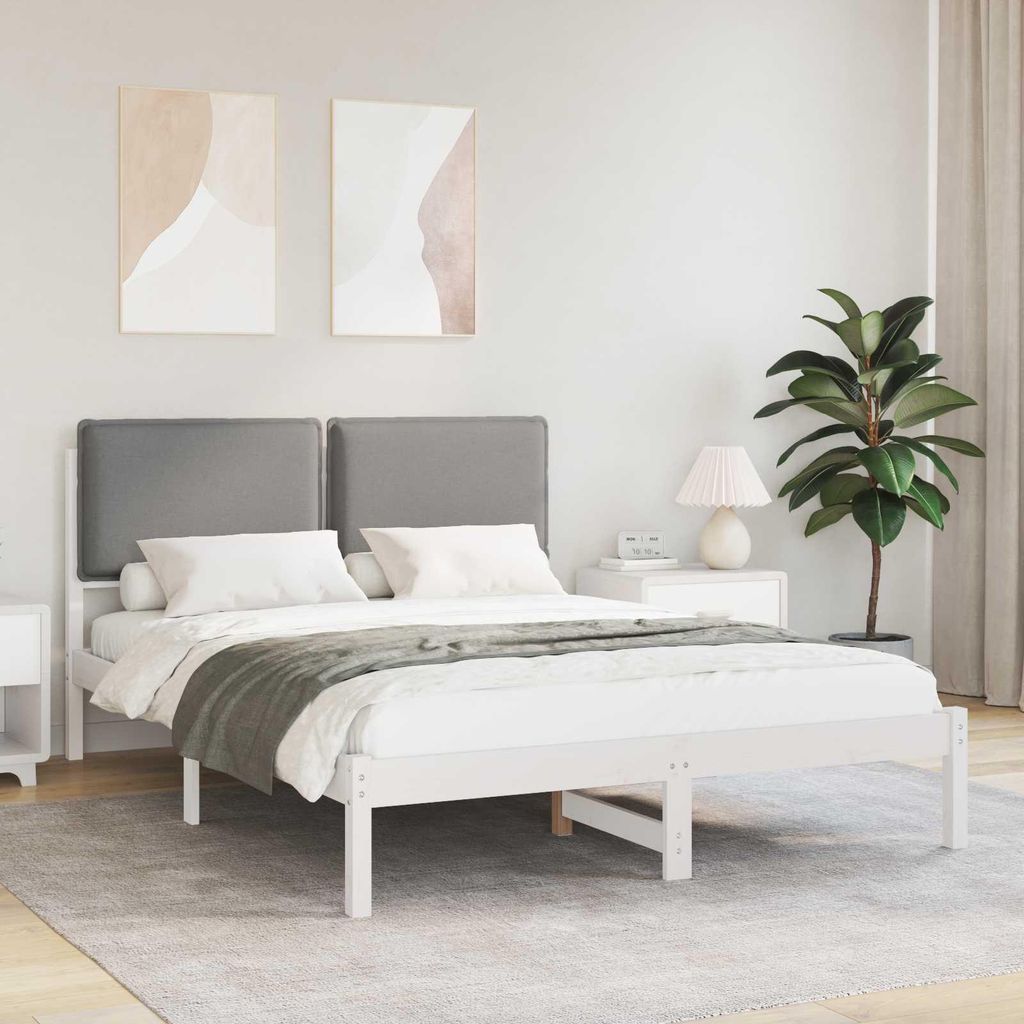 Maison Exclusive - Bettgestell mit gepolstertem Kopfteil Hellgrau 140 x 200 cm