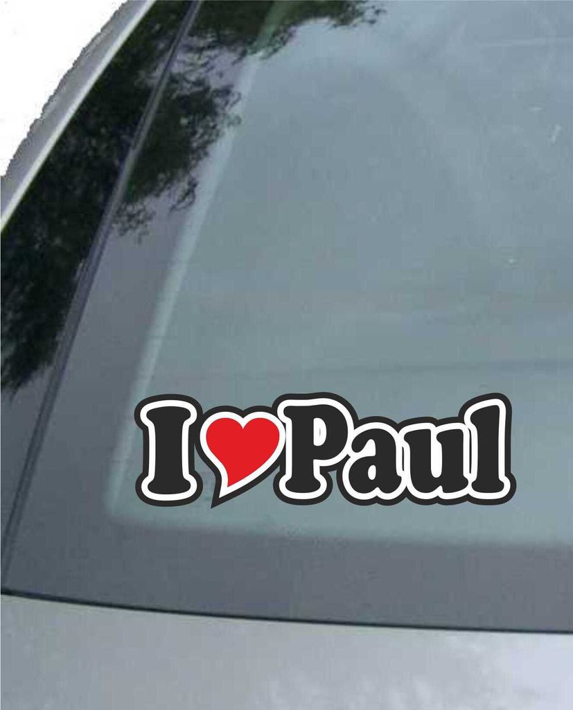 INDIGOS UG - Aufkleber / Autoaufkleber I Love Heart - Ich liebe mit Herz 15 cm - I LOVE Paul - Auto LKW Truck - Sticker mit Namen vom Mann Frau Kind