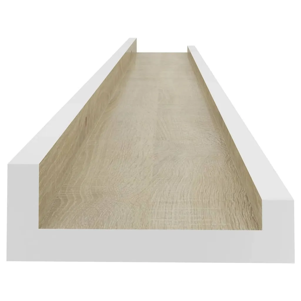 Set 4 Mensole Slim 80cm Rovere Sonoma e Bianco - Living Moderno - 6