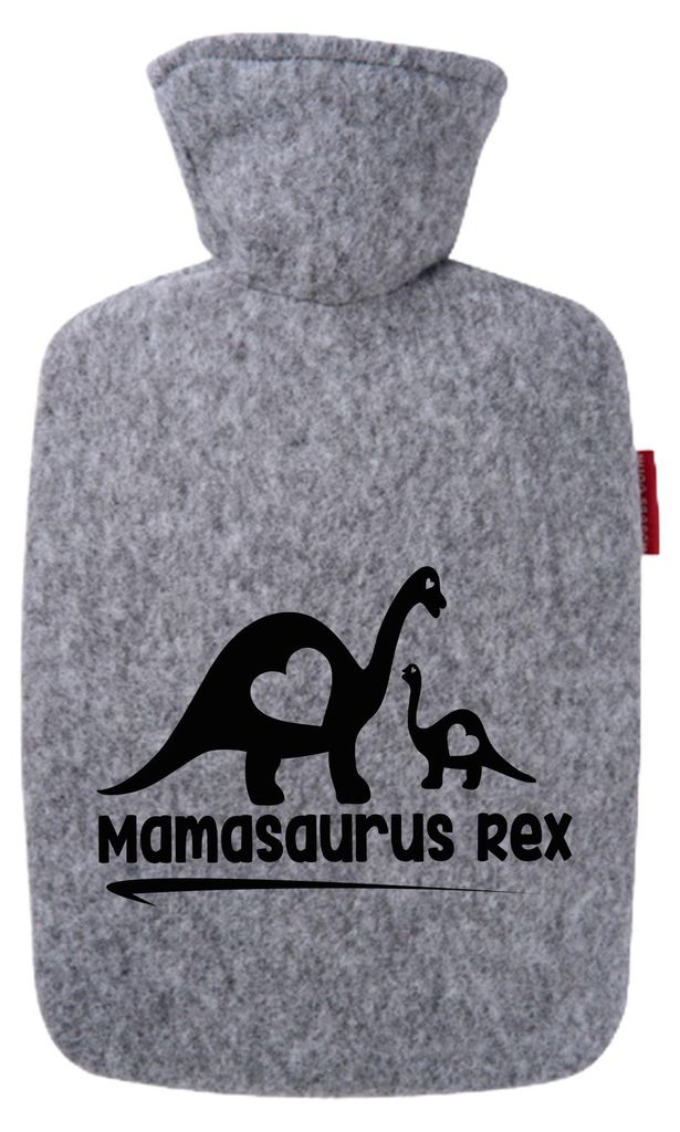 Huuraa Wärmflasche Mamasaurus Rex Dinosaurier 1,8 Liter Filz Classic Filzbezug Bettflasche Geschenkidee