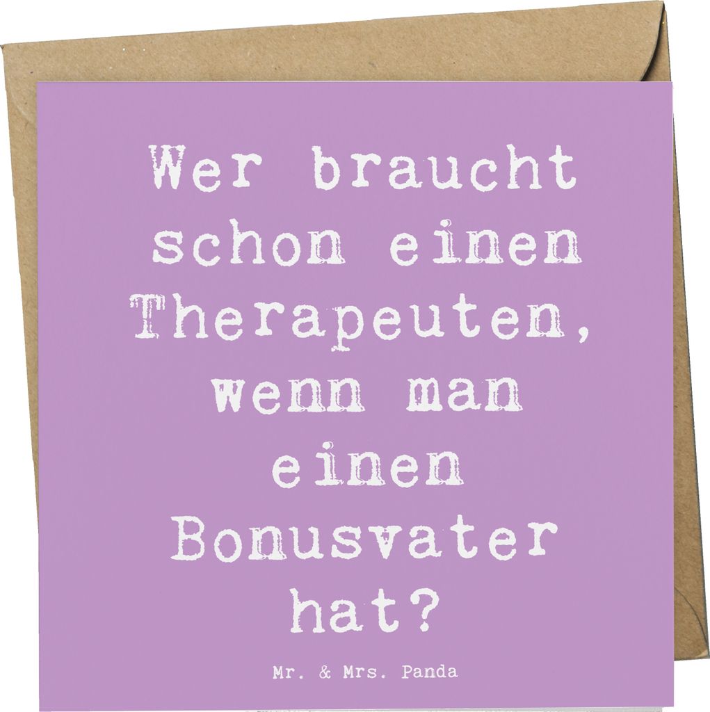 Mr. & Mrs. Panda faltkarte Spruch Bonusvater Liebe - Lavendeltraum - Geschenk, Therapeuten, anlasskarte, Elternteil, Klappkarte, emotionale Unterst...