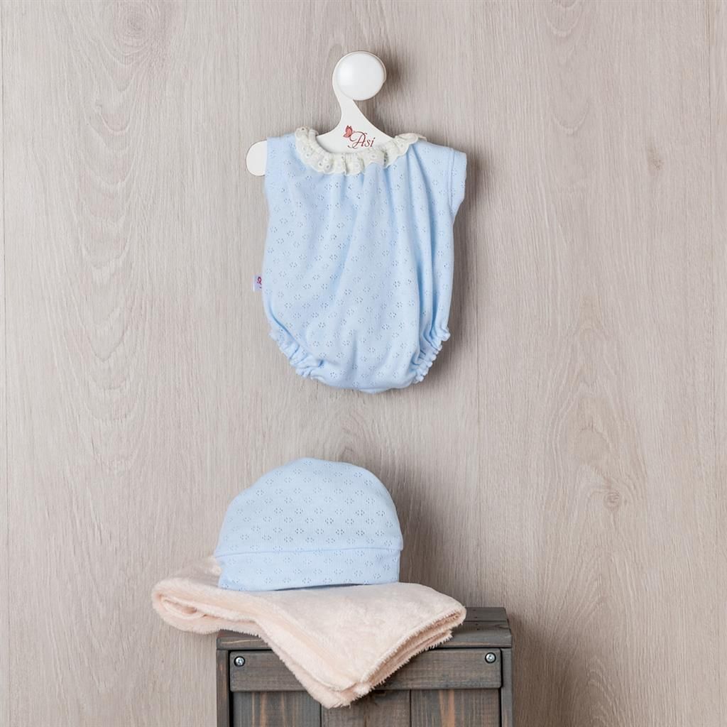 Asi Puppenkleidung Body und Mütze Babyblau - Puppenzubehör