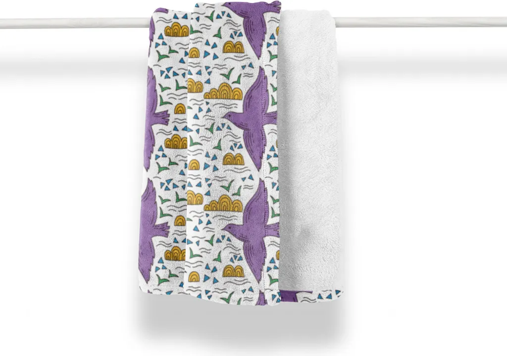 Coperta Morbida Flanella ABAKUHAUS Uccellini - Stile Soft Viola