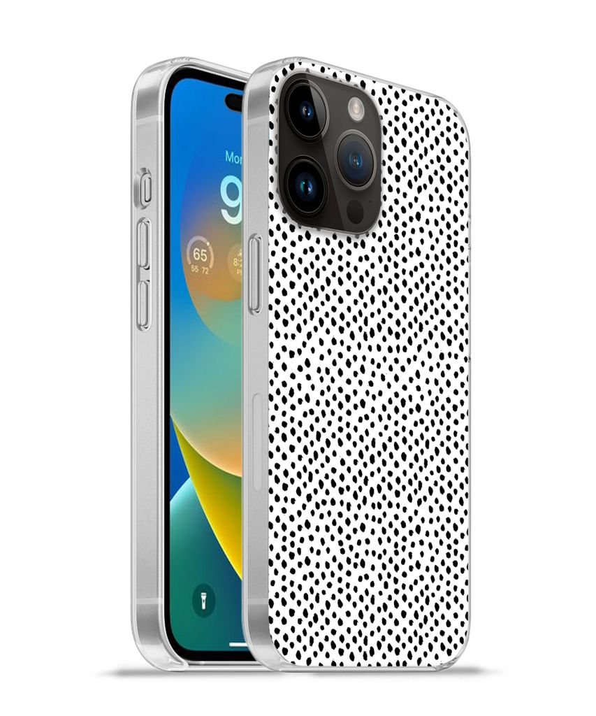 MuchoWow Handyhülle Schutzhülle Hülle für Apple iPhone 14 Pro Max Polka dots - Schwarz - Weiß Silikon Softcase Handy Hülle - Hardcover