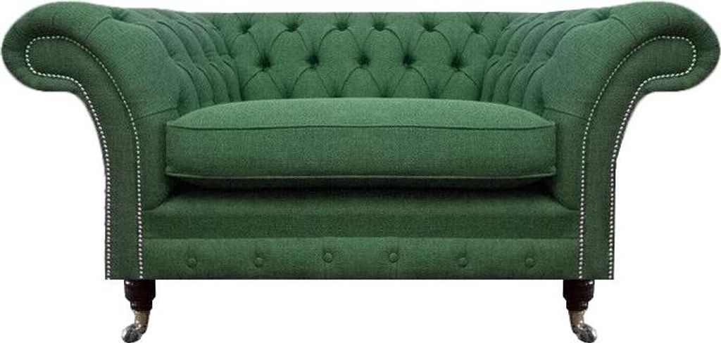 Eleganter Chesterfield Grüner Sessel Wohnzimmer Textil Edler Einsitzer